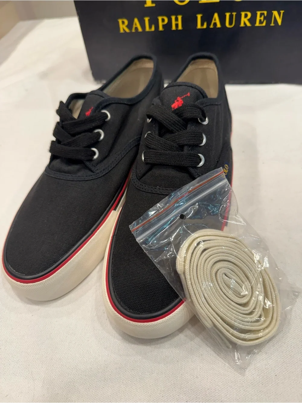 Polo Ralph Lauren Morray Color Black Canvas Sneaker Size 7